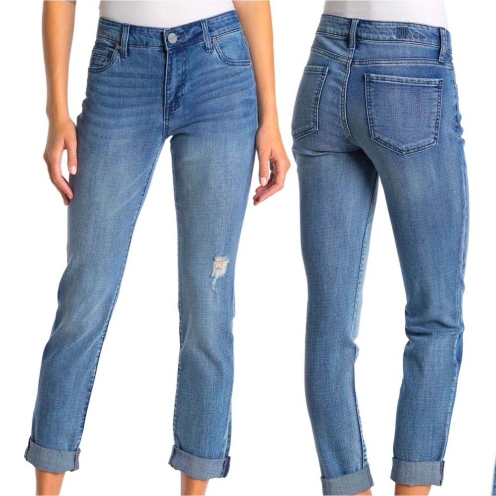 Kut from the Kloth Katy‎ Boyfriend Jeans Size 14 Medium Wash Distressed Relaxed